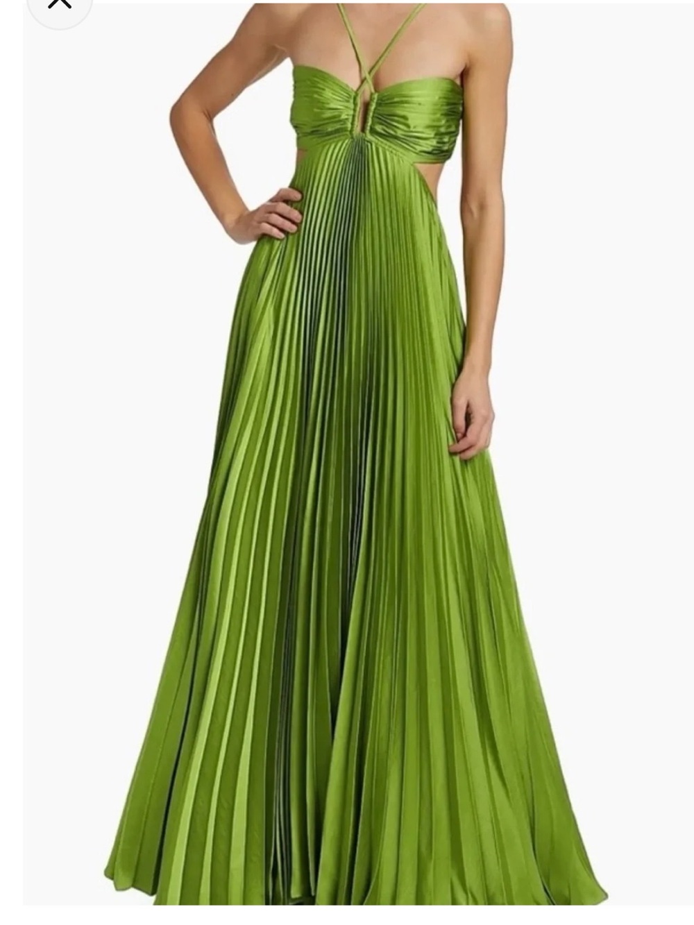 A.L.C. Strapless Pleated Maxi Dress in Lime Green - Picture 3 of 15